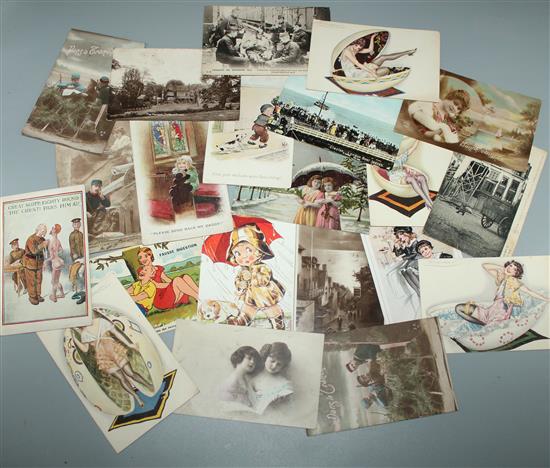 Collection of Edwardian and later postcards and an album